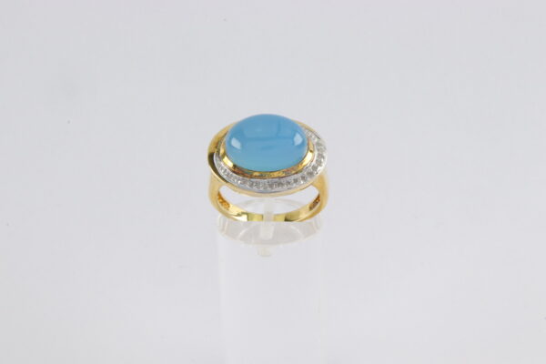 Ring in Sterlingsilber vergoldet mit Chalcedon und Diamant – Bild 3