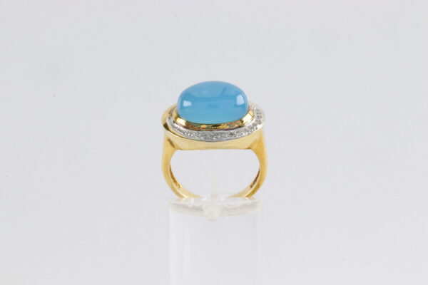Ring in Sterlingsilber vergoldet mit Chalcedon und Diamant
