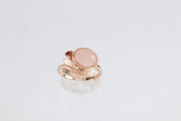 Ring in Sterlingsilber vergoldet mit Rosenquarz – Bild 5