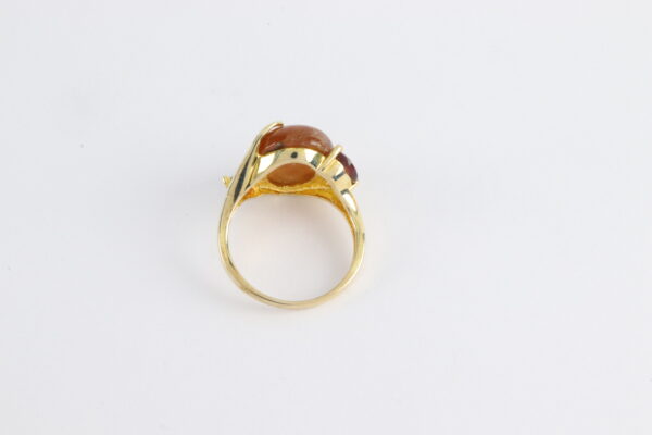 Ring in Sterlingsilber vergoldet mit Hessonot und Granat – Bild 2