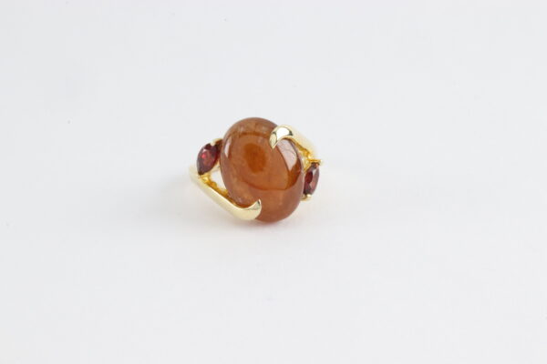 Ring in Sterlingsilber vergoldet mit Hessonot und Granat – Bild 5