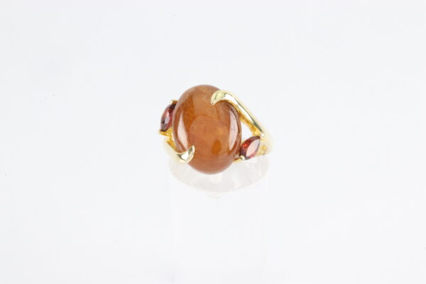 Ring in Sterlingsilber vergoldet mit Hessonot und Granat – Bild 7