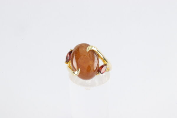 Ring in Sterlingsilber vergoldet mit Hessonot und Granat – Bild 8