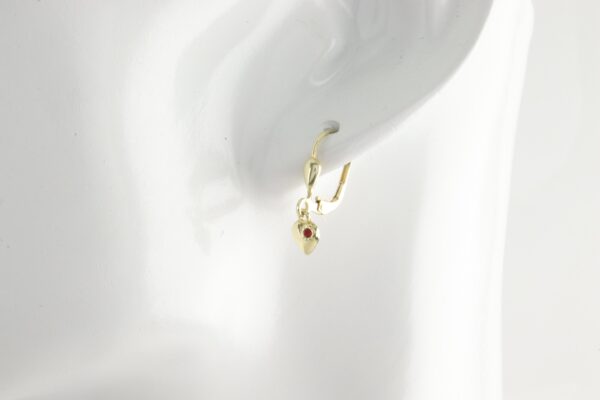 Herzohrringe in Gelbgold mit Granat – Bild 5