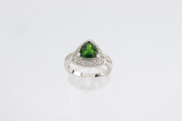 sehr feiner Ring in Sterlingsilber mit Chromdiopside