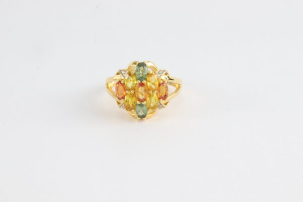 Ring in Sterlingsilber vergoldet  mit Saphir und Weißtopas