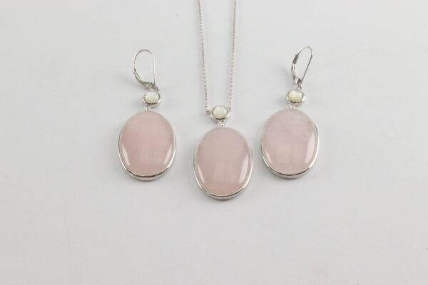 Schmuckset in Sterlingsilber  mit Rosenquarz – Bild 3