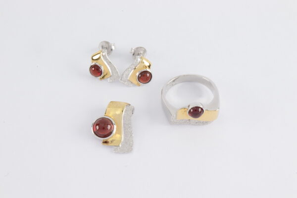 Schmuckset z.Teil vergoldet mit Granat – Bild 12