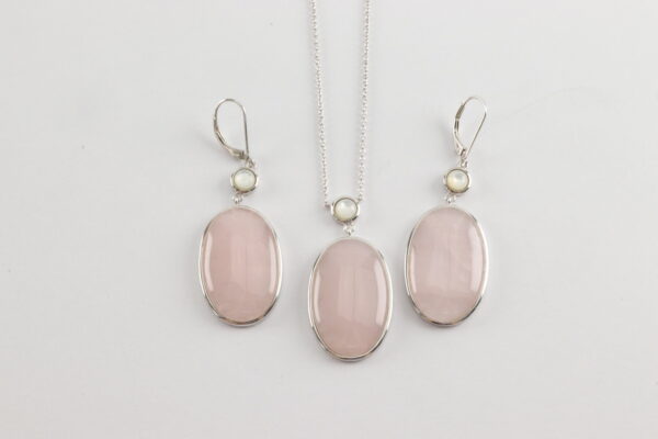 Schmuckset in Sterlingsilber  mit Rosenquarz – Bild 4