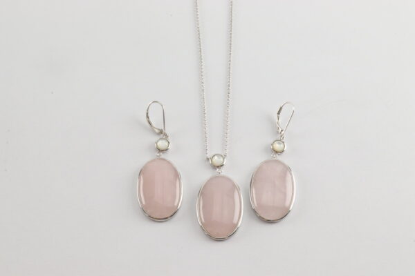 Schmuckset in Sterlingsilber  mit Rosenquarz – Bild 5