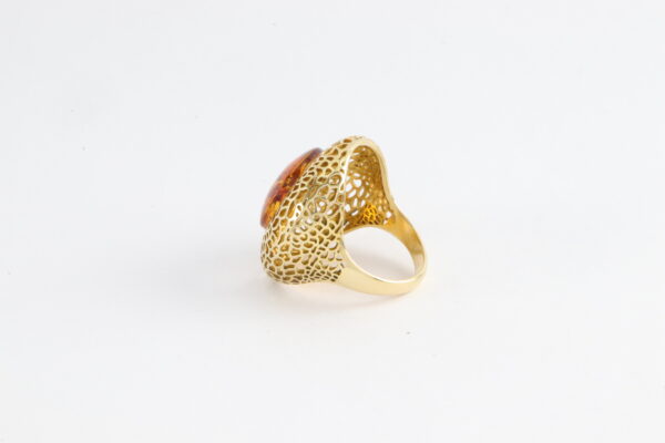 Ring in Sterlingsilber vergoldet  mit Bernstein