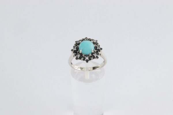 feiner Ring in Sterlingsilber mit Amazonit und Zirkonia