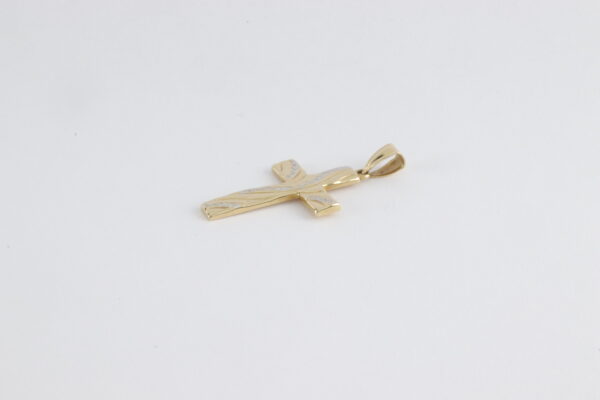 Kreuz in Gelbgold mit Designe in Weißgold – Bild 2