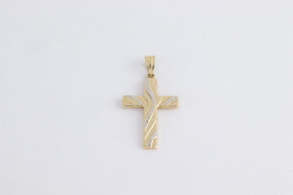 Kreuz in Gelbgold mit Designe in Weißgold – Bild 3