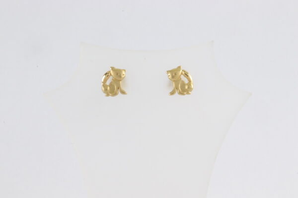 Ohrstecker in Gelbgold -kleine Katze – Bild 2