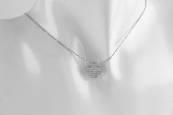 Kreuz mit Kette in Weißgold mit Zirkonia – Bild 2