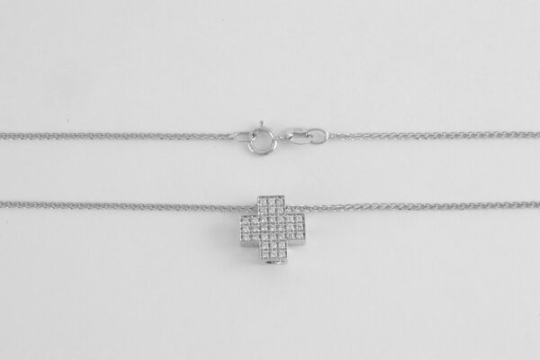 Kreuz mit Kette in Weißgold mit Zirkonia – Bild 4