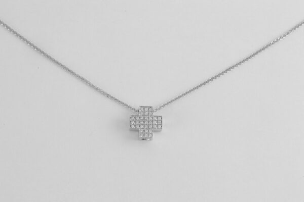 Kreuz mit Kette in Weißgold mit Zirkonia – Bild 6