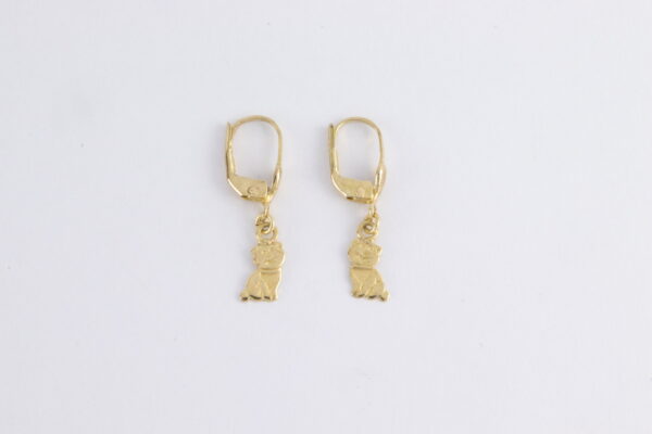 kleine Ohrhänger mit Katze in Gelbgold