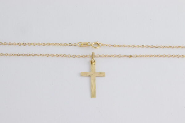 Collier - feines Kreuz mit Kette in Gelbgold – Bild 2