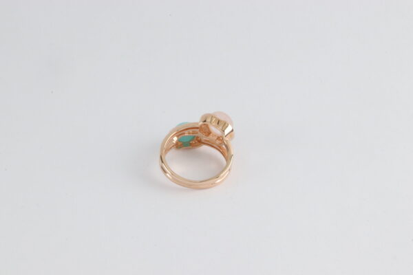 sehr feiner Ring in Sterlingsilber vergoldet mit Calcedon – Bild 5
