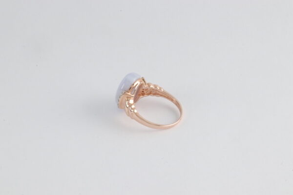sehr feiner Ring in Sterlingsilber vergoldet mit Calcedon – Bild 2